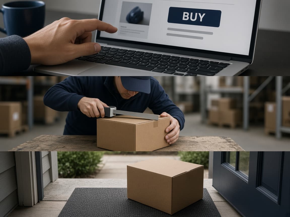 Et flow: du bestiller i webshoppen, leverandøren sender, pakken lander hos dig.
