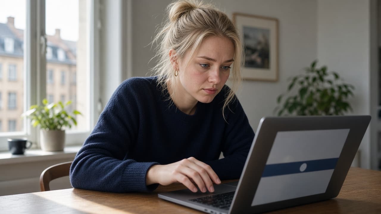 En person pauser ved kassen på en webshop, mens hængelåsen i browseren vises ved siden af en poleret, ukendt butik.